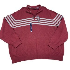 Izod Sweater Men 4XB Velvet Maroon Gray Pullover Quarter Zip Knit Stripes NEW